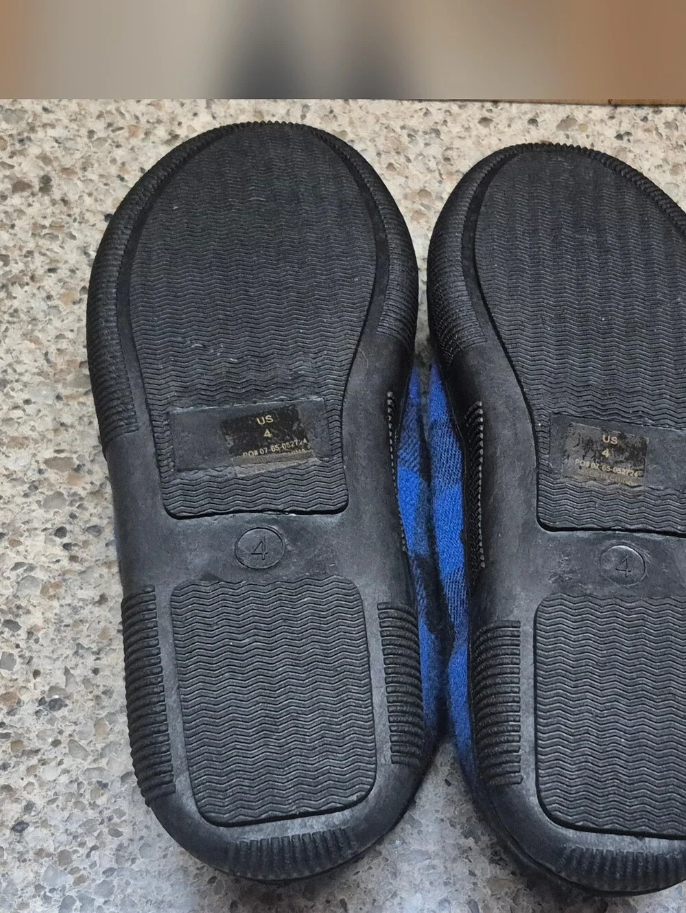 ​Norty Youth Boys Slipper Moccasins Sz 4 Blue Black Buffalo Plaid Faux Fur Lined